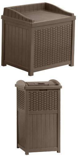 Suncast 22 Gallon Resin Storage Seat - Contemporary Indoor and Outdoor Bin Stores Tools, Toys, and Accessories - Mocha Wicker