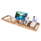 HiCollie Craft Natural Bamboo Bathtub Caddy /Bath Tub Tray Organizer with Adjustable Sides Expand to 43" Stainless Steel Book Holder Acrylic Dam-board Phone Slots Glass Holder