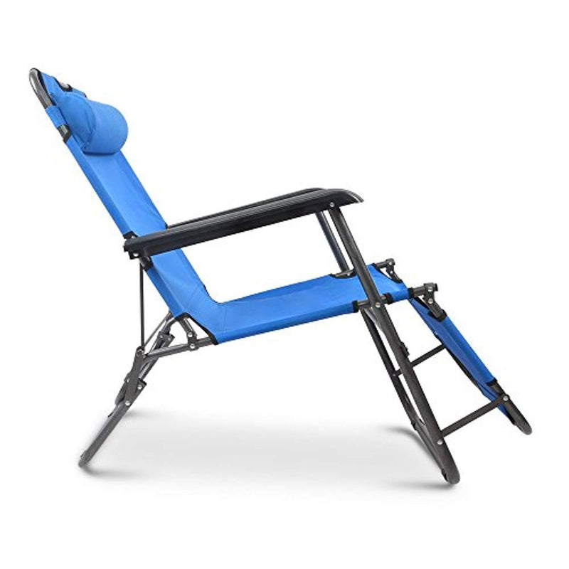 Apelila Set of 2 Folding Zero Gravity Lounge Beach Patio Chairs Outdoor Sunlounger Camping Hiking Recliner (Blue)