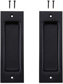 Homlux 6ft Heavy Duty Sturdy Sliding Barn Door Hardware Kit Single Door - Smoothly and Quietly - Simple and Easy to Install - Fit 1 3/8-1 3/4" Thickness Door Panel(Black)(J Shape Hangers)