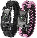 A2S Protection Paracord Bracelet K2-Peak – Survival Gear Kit with Embedded Compass, Fire Starter, Emergency Knife & Whistle EDC Hiking Gear- Camping Gear