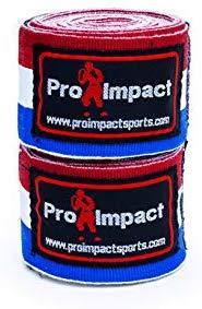 Pro Impact Mexican Style Boxing Handwraps 180" with Closure – Elastic Hand & Wrist Support for Muay Thai Kickboxing Training Gym Workout or MMA for Men & Women - 1 Pair