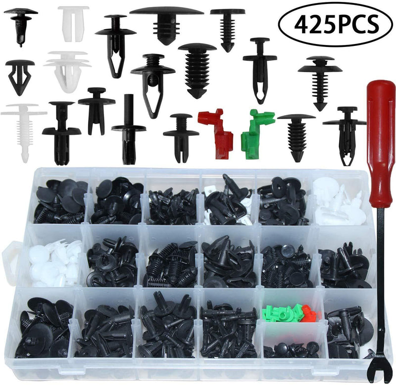 Auto Body Retainer Clips Plastic Fasteners Push Rivets Clips Set Tailgate Handle Rod Clip 19 MOST Popular Sizes Door Trim Panel Clips 460 PCS With 1 Plastic Fastener Remover For GM Ford Chevy Toyota