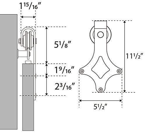 5FT Heavy Duty Sturdy Sliding Barn Door Hardware Kit -Super Smoothly and Quietly - Simple and Easy to Install - Includes Step-by-Step Installation Instruction -Fit 30" Wide Door(Rhombic Shape Hanger)