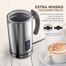 Milk Frother, VAVA Electric Liquid Heater with Hot or Cold Milk Functionality, Stainless steel Electric Milk Steamer(Silent Operation, Strix Temperature Controls, Extra Whisks, FDA Approved)