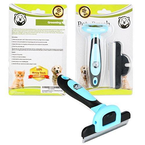 Cary Bear Grooming Brush and Deshedding Tool for Dog and Cat with Short to Long Hair - Large Comb Efficiently Remove Loose Hair and Reduce Shedding for Small Medium & Large Pet