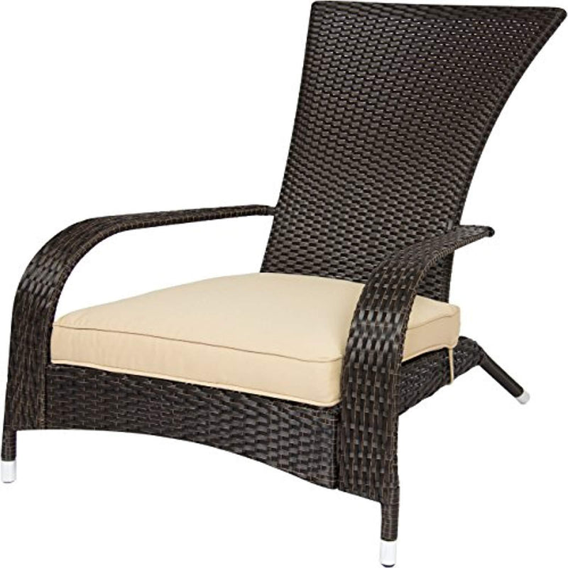 Best Choice Products All-Weather Wicker Adirondack Chair for Backyard, Patio, Porch, Deck - Beige