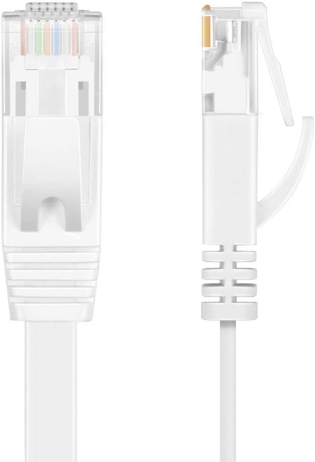 TNP Cat6 Flat Ethernet Network Cable - High Performance & Tangle Free with Premium UTP Twisted Pair RJ45 Snagless Connector Jack Computer LAN Internet Networking Patch Wire Cord Plug (1.5 Feet, White)