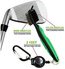 Yoport Golf Club Brush and Club Groove Cleaner 2 Ft Retractable Zip-line Aluminum Carabiner, Lightweight and Stylish, Ergonomic Design, Easily Attaches to Golf Bag