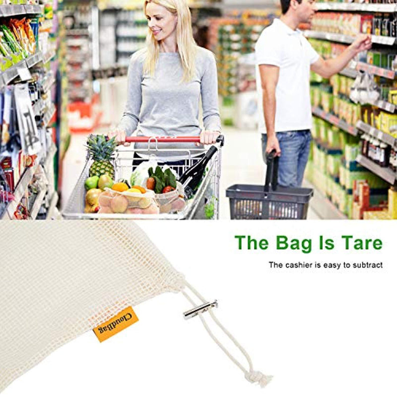 Reusable Cotton Bags, Produce Bags Vegetable Bags Fruit Bags Reusable Produce Grocery bags Reusable Mesh Bags Organic Produce Bags Eco Bag Set Of 6（2 Small, 2 Medium, 2 Large）