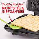 DASH No Mess Belgian Waffle Maker: Waffle Iron 1200W + Waffle Maker Machine For Waffles, Hash Browns, or Any Breakfast, Lunch, & Snacks with Easy Clean, Non-Stick + Mess Free Sides - Red