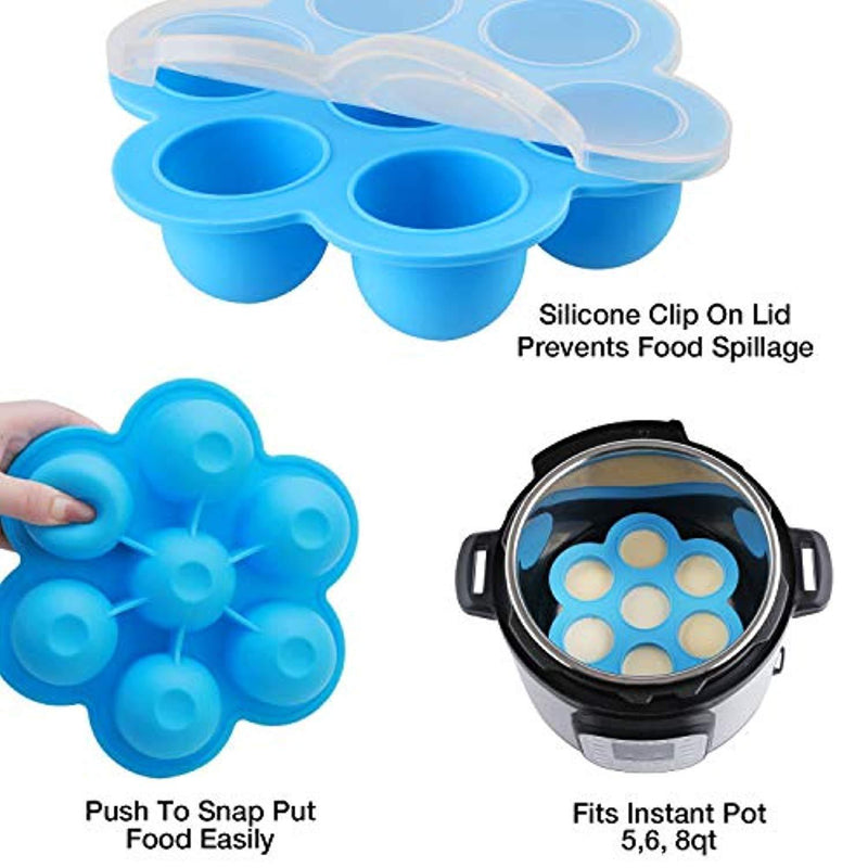 WEBSUN Silicone Egg Bites Molds for Instant Pot Accessories for 5,6,8 qt Pressure Cooker, FDA Approved Reusable Storage Container, Freezer Trays with Lid - with E-Recipe User Guide