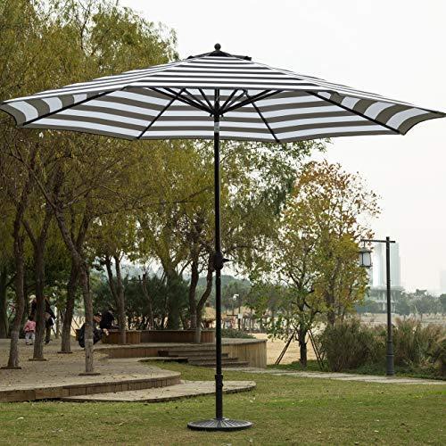 Sunnyglade 11Ft Patio Umbrella Garden Canopy Outdoor Table Market Umbrella with Tilt and Crank (Black and White)