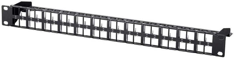 Monoprice Blank Keystone UTP Patch Panel - 48 Ports, Networking, 1U, with Wire Support Bar