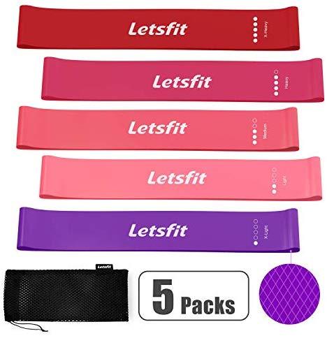 Letsfit Resistance Loop Bands, Resistance Exercise Bands for Home Fitness, Stretching, Strength Training, Physical Therapy, Natural Latex Workout Bands, Pilates Flexbands, 12" x 2"