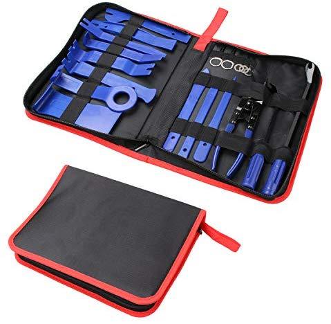 19Pcs Trim Removal Tool,Car Panel Door Audio Trim Removal Tool Kit, Auto Clip Pliers Fastener Remover Pry Tool Set with Storage Bag