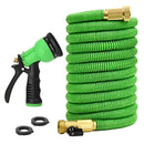 Glayko Tm 100 Feet Expandable Garden Hose - NEW 2018 Super Strong Construction- Strong Webbing -Solid Brass End + 8 Function Spray Nozzle and Shut-off Valve