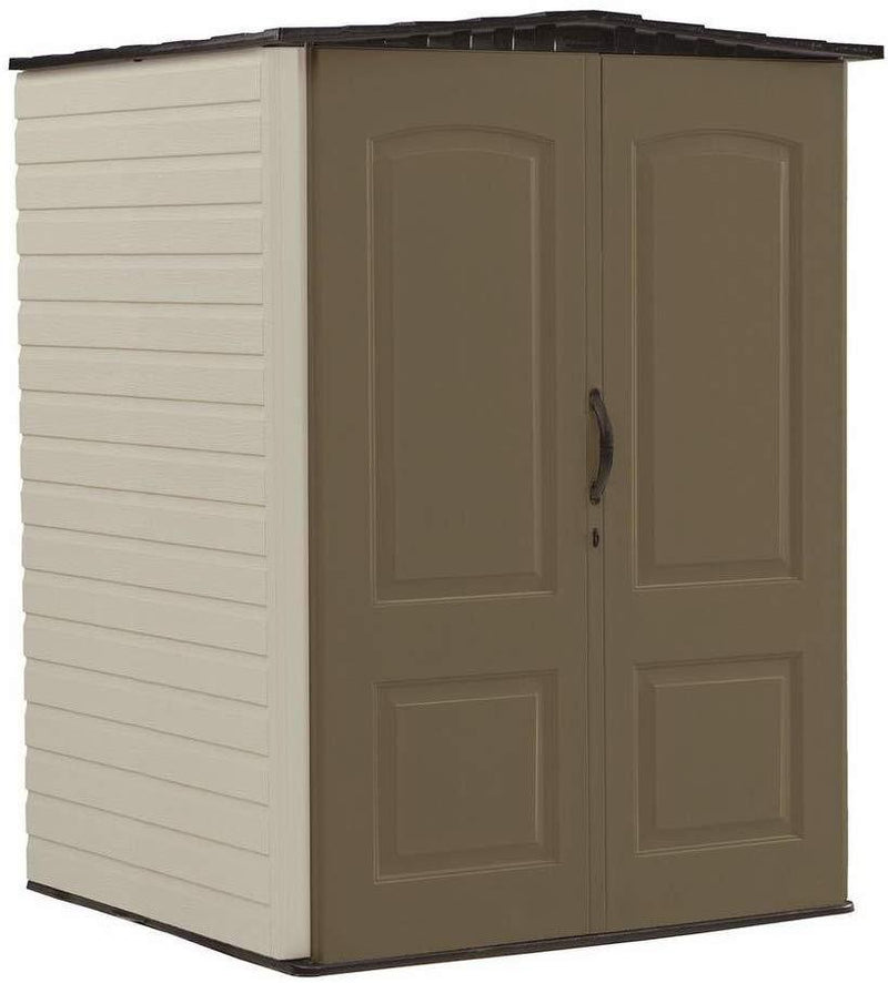 Rubbermaid FG374901OLVSS Vertical Storage Shed, Small, Beige
