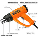 Heat Gun Variable Temperature, Yome 1800W 140℉~1112℉（60℃- 600℃） Hot Air Gun with 2 Speed-Setting, Overload Protection, 4 Nozzle Attachments for Shrink Wrapping, Crafts, Cell Phone Repairs, Orange