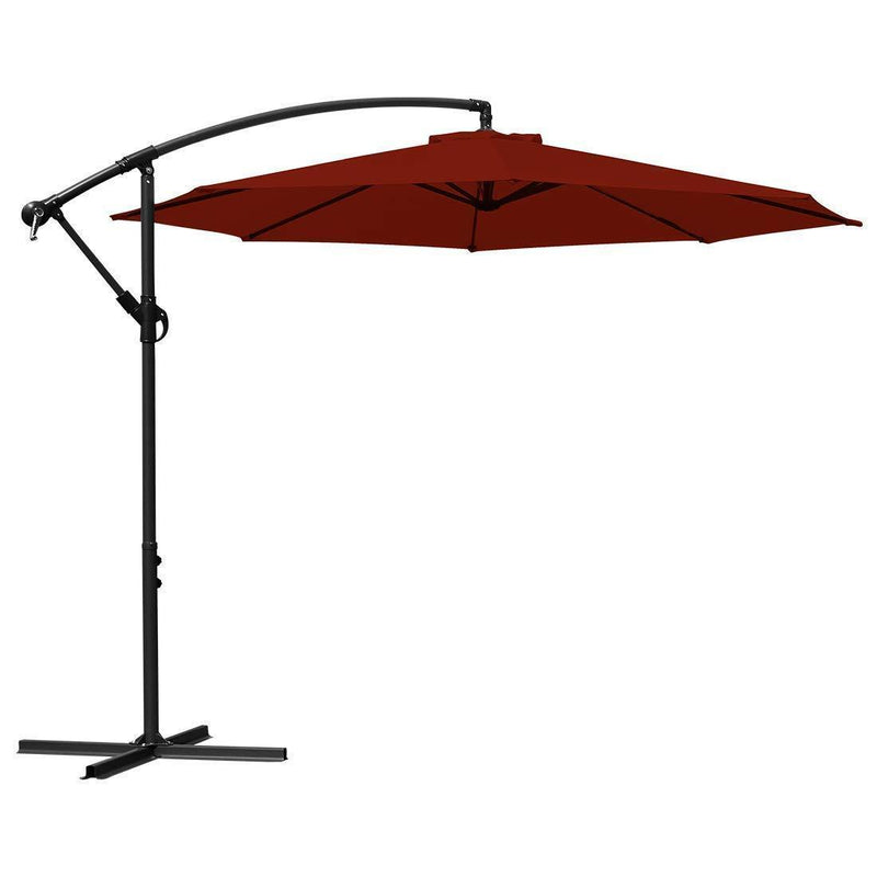 10 ft Offset Cantilever Patio Umbrella Outdoor Market Hanging Umbrellas & Crank with Cross Base and Umbrella Cover, 8 ribs (Navy Blue)