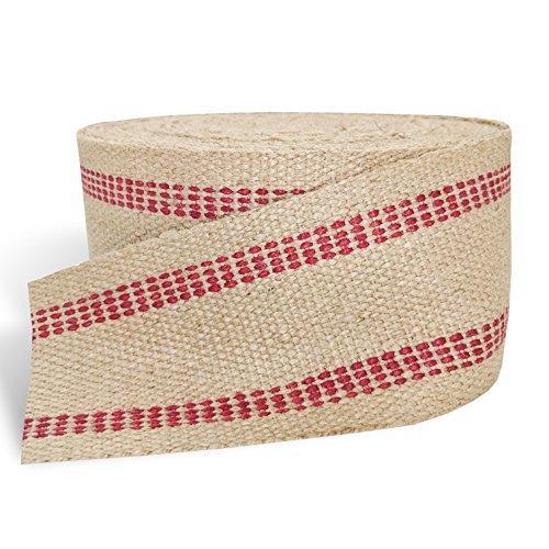 Red Upholstery Craft Jute Webbing, 11 lbs 3.5" x 10Yd and 20 Yd Rolls (20 yd)