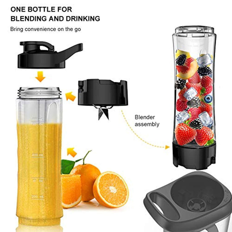 Personal Blender, Sboly Smoothie Blender Single Serve Small Blender for Juice Shakes and Smoothie with 20 oz Tritan BPA-Free Travel Bottle, 300W (with Silicone Ice Cube Tray/Bottle Brush)