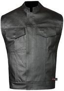 SOA Men's Leather Vest Anarchy Motorcycle Biker Club Concealed Carry Outlaws S