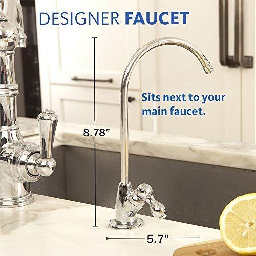 Aquasana OptimH2O Reverse Osmosis Under Sink Water Filter System - Filters 95% Of Fluoride - Kitchen Counter Faucet Filtration - Brushed Nickel - AQ-RO-3.55