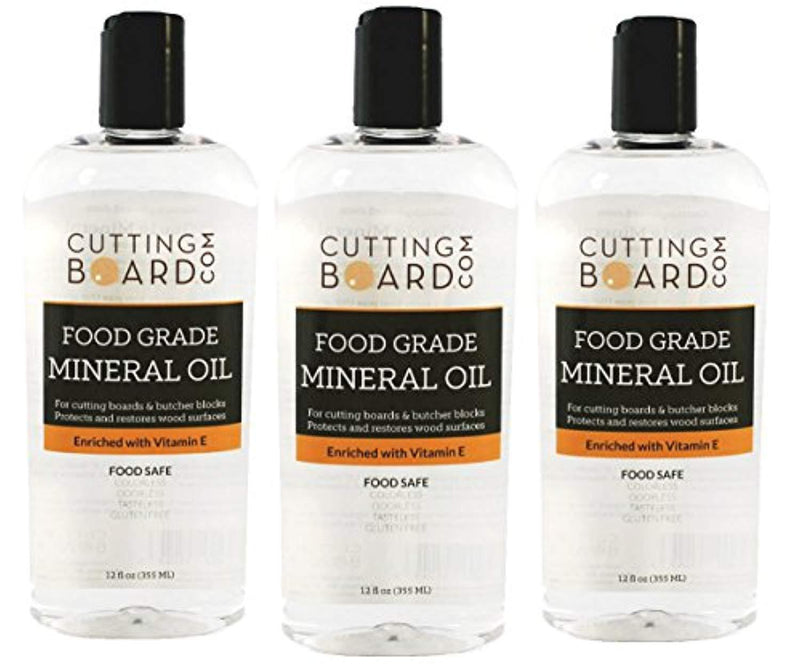 Food Grade Mineral Oil for Cutting Boards, Butcher Blocks and Countertops, Food Safe (Set of 3)