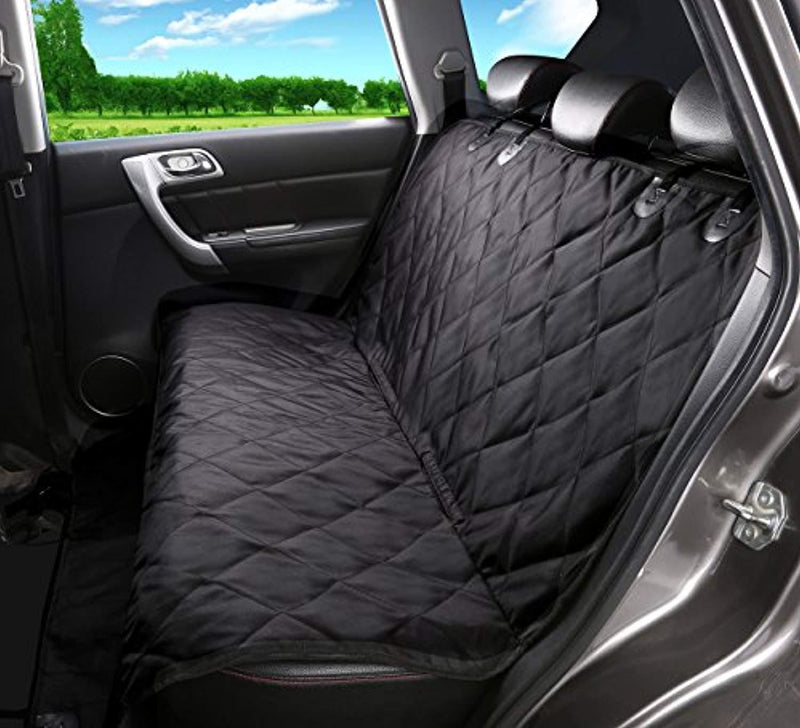 ALFHEIM Dog Car Seat Cover Car Back Seat Cover Nonslip Rubber Backing with Anchors for Secure Fit - Universal Design for All Cars, Trucks & SUVs (Black)