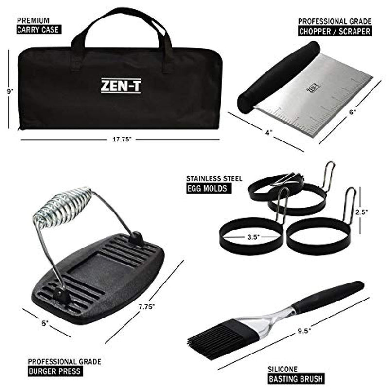 ZEN-T - 14 Piece Grill Griddle BBQ Tool Kit - Heavy Duty Professional Grade Stainless Steel BBQ Tools - Perfect Grilling Utensils for All Your Grilling Needs - Outdoor and Indoor BBQ