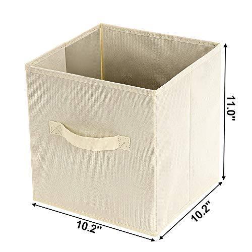 SONGMICS Storage Bins Cubes Baskets Containers with Dual Non-Woven Handles for Home Closet Bedroom, Drawer Organizers, Flodable, Gray, Set of 6, 10 x 10 x 11 Inches UROB26G
