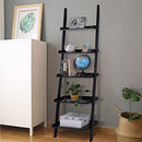 LEAN ON US Tangkula Ladder Bookcase 5-Tier Wood Leaning Shelf Wall Plant Shelf Ladder for Home Office Modern Flower Book Display Shelf Storage Rack Stable A-Frame Wooden Ladder Shelf (Black)