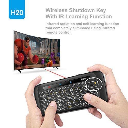 Mini Wireless Keyboard with Touchpad Mouse Combo，Meerveil H20 2.4GHz  IR Leaning LED Backlit Multi-Touch Touchpad, USB Rechargeable Android TV Box Windows PC, HTPC, IPTV, PC, Raspbe