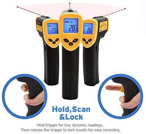 Etekcity Lasergrip 774 Non-contact Digital Laser Infrared Thermometer Temperature Gun -58℉~ 716℉ (-50℃ ~ 380℃), Yellow and Black