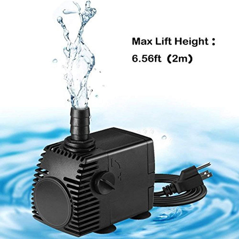Homasy 320GPH (1200L/H, 22W) Submersible Pump, Ultra Quiet Fountain Water Pump with 4.1ft Power Cord, 3 Nozzles for Aquarium, Fish Tank, Pond, Statuary