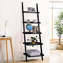 LEAN ON US Tangkula Ladder Bookcase 5-Tier Wood Leaning Shelf Wall Plant Shelf Ladder for Home Office Modern Flower Book Display Shelf Storage Rack Stable A-Frame Wooden Ladder Shelf (Black)