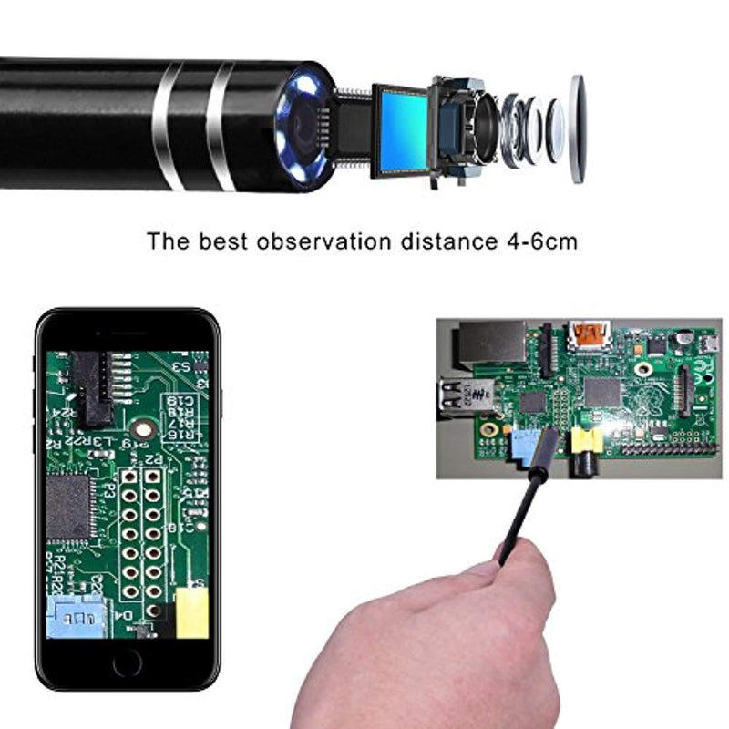 LEADNOVO Wireless Endoscope WiFi Borescope Inspection Camera 2.0 Megapixels HD 8 LED Lights 3M Semi-rigid Snake Camera for Android IOS PCB detection Sewer pipeline motor vehicle detector