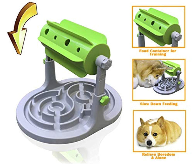 Interactive Dog & Cat Food Puzzle Toy - Ito Rocky Treat Boredom Dispensing Slow Feeder - Anxiety IQ Training in Smart Feeding and Adjustable Height for Small/Medium Dogs