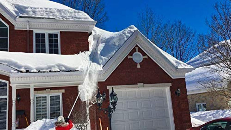SNOWPEELER PREMIUM ROOF RAKE! Easy-To-Use Rooftop Snow Removal Tool with 30-FT Handle, 15-FT Snow Slide and 18-IN Cutting Blade. Aluminum Construction. Less Time and Effort than Snow Rakes!