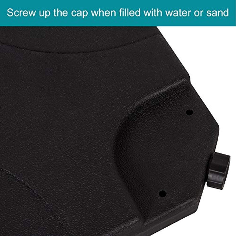Sundale Outdoor 4 Pieces Heavy Duty Plastic Water Sand Cantilever Umbrella Base Stand (Black with Hooks)