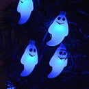 LEVIITEC Solar Halloween Decorations String Lights, 30 LED Waterproof Cute Ghost LED Holiday Lights for Outdoor Decor, 8 Modes Steady/Flickering Lights [Light Sensor] 19.7ft Blue