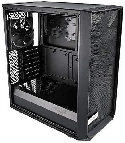 Fractal Design Meshify C - Compact Computer Case - High Performance Airflow/Cooling - 2X Fans Included - PSU Shroud - Modular Interior - Water-Cooling Ready - USB3.0 - Tempered Glass Light - Blackout