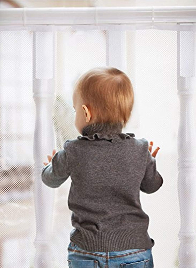 Winkeyes Children Safety Rail Balcony Stairs Safety Net Banister Stair Net for Kids/ Pet/ Toy Safety on Indoor/Outdoor Stairs, Balcony, or Patios, 9.8 x 2.5 ft