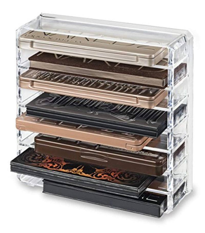 byAlegory Acrylic Medium Eyeshadow Palette Makeup Organizer W/ Removable Dividers Designed To Stand & Lay Flat | 8 Space Organization Container Storage - Fits Standard Size Palettes - Clear