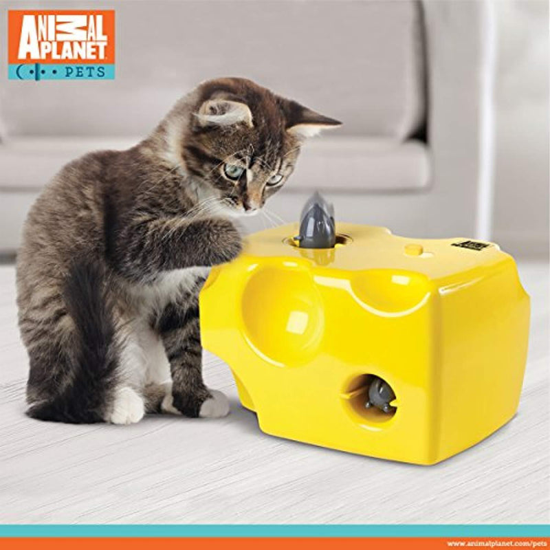 Animal Planet Automatic Peek-a-Boo Mouse & Cheese Interactive Toy for Cats, Features Built-In Auto Off Function, Pop Out Mice For Hours Of Entertainment, All Day Play W/Away Mode, Battery Operated
