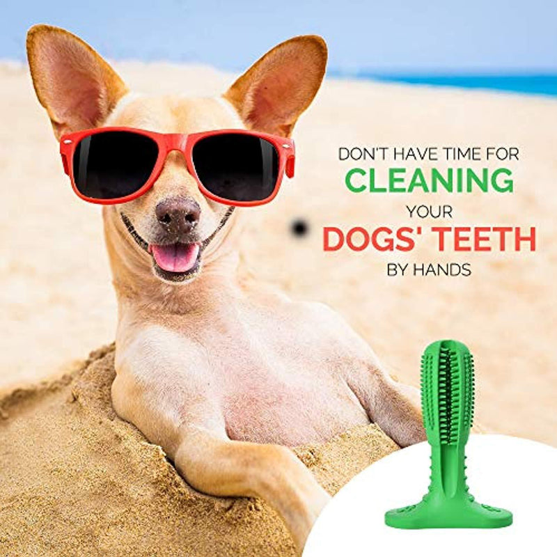 KojinTora Dog Toothbrush Stick Chew Toy - Doggie Teeth Gum Cleaning Brushing Stick - Nontoxic Natural Bit Resistant Rubber - Effectively Improve Puppy Oral Health - for Small Medium and Large Breed