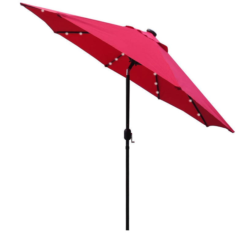 Sunnyglade 9' Solar 24 LED Lighted Patio Umbrella with 8 Ribs/ Tilt Adjustment and Crank Lift System (Red)