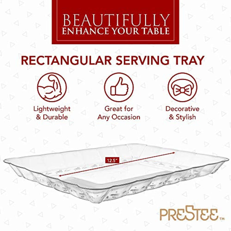 Plastic Serving Trays – Serving Platters | 12 Pack, 9"X13" | Rectangular Disposable Party Platters and Trays | Clear Disposable Serving Trays for Parties | Party Serving Trays and Platters