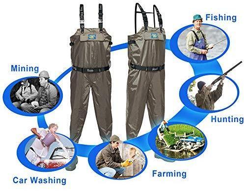 Tung Hsing Lon Fishing Chest Waders for Men Women with Cleated Bootfoot Hunting Waders Fishing Overalls Waterproof and Breathable
